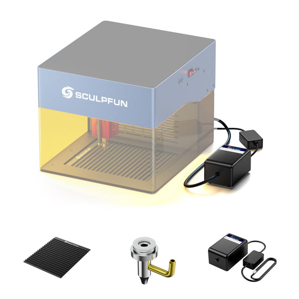 SCULPFUN iCube Grabador láser Panel de panal y kit de bomba de aire de 15 l/min