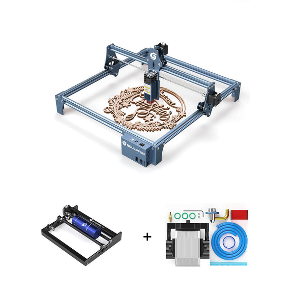 Grabador láser SCULPFUN S9 de 5,5 W + Sistema de asistencia neumática S9 + Rodillo giratorio